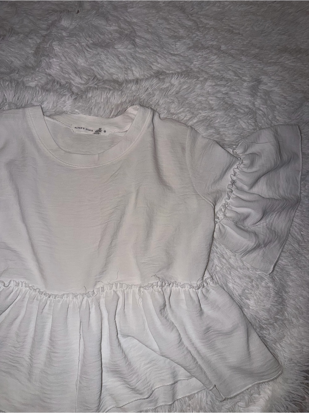 Altard State White Ruffle Peplum Top size Medium